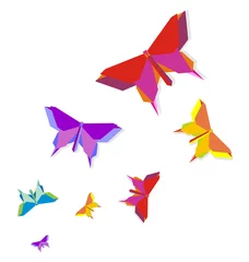 Tableaux ronds sur aluminium Animaux géométriques Papillon Origami de printemps