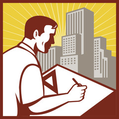 architect draftsman working