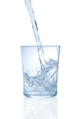 Glass of water on white
