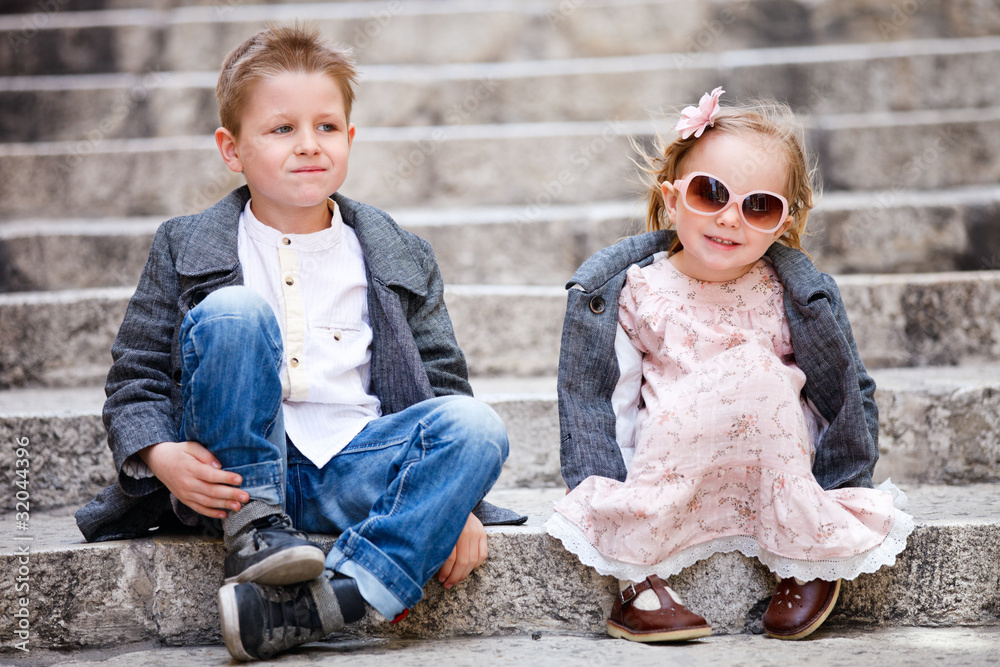 Poster Kids outdoors portrait