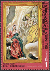 Obraz na płótnie Canvas Postage stamp Equatorial Guinea 1976: Painting by El Greco