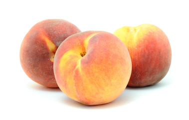 Fototapeta na wymiar Juicy Peaches Isolated on White Background