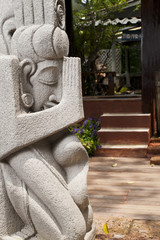 Volcano rock statue in the garden