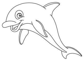 Fototapeta na wymiar Outlined dolphin