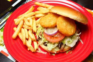 Vegetarian Sandwiches on a red Plate