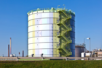 Industry park with silo and chimney