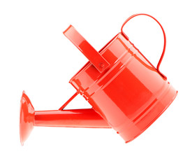 Red watering can - obrazy, fototapety, plakaty