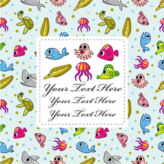 Obraz premium cartoon fish card