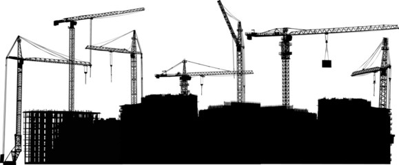 black landscape with house building