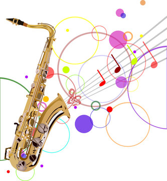 golden saxophone and music background