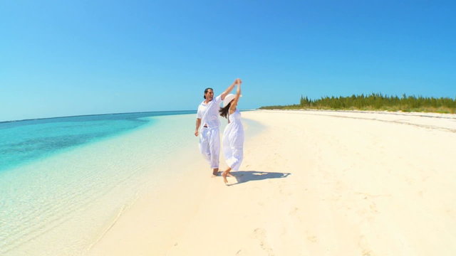 Caucasian Couple on Dream Vacation Island