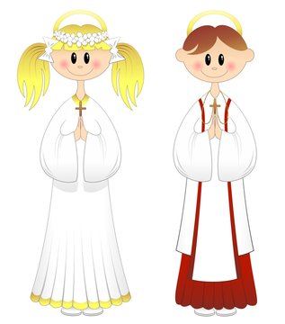 Bambini Prima Comunione-Boy and Girl First Communion-Vector