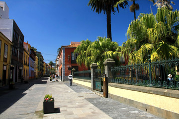 Colorful Street in La Laguna, Canary Island, Tenerife - obrazy, fototapety, plakaty