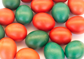 Many colored Easter eggs