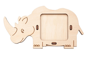 wooden picture frame in the form of rhino