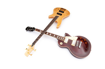 Musical guitar isolated on the white background