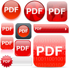 PDF red high-detailed icons.