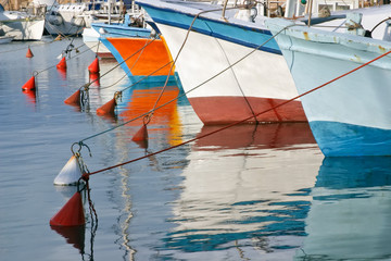 Fototapeta na wymiar Fishing boats in Old Jaffa, Israel.
