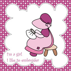 Baby girl arrival announcement card