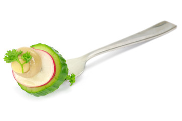 vegetables on a fork