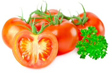 Food background: Fresh ripe tomatoes and parsley