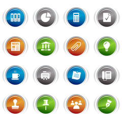 Glossy buttons - Office and Business icons