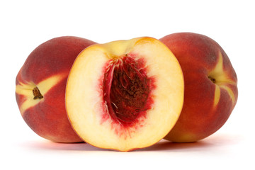 fresh peach over white background, clipping path