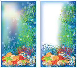 Fototapeta na wymiar Two underwater banners, vector illustration
