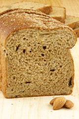 wholegrain raisins and almonds  bread