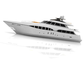White pleasure yacht isolated on a white background
