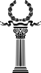 Column with a laurel wreath the concept a victory