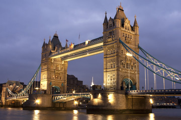 Tower Bridge at night, London, UK