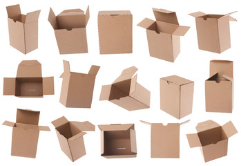 Opened and closed cardboard box