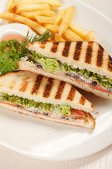 Sandwiches with French fried potatoes