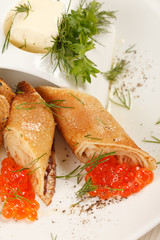 pancakes with caviar