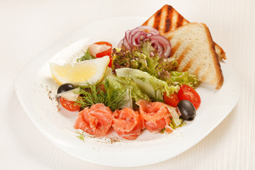 tasty appetizer with salmon