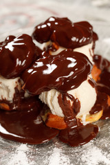 Ice cream with Chocolate topping