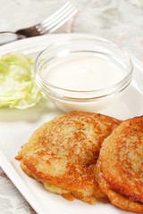 potato pancakes with the sour cream