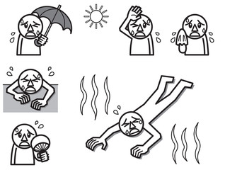 アイコン　暑い　モノクロ