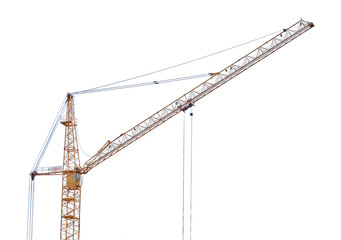 isolated on white yellow hoisting crane