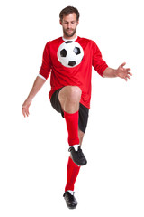 Footballer cut out on white