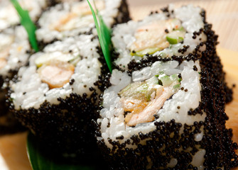 Japanese sushi  Roll made of Smoked fish