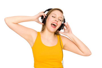 Young woman wearing headphones