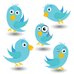 Set of blue vector birds