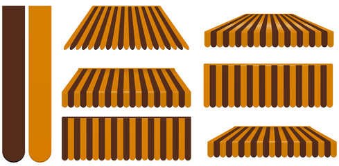 brown and orange awnings set isolated on white
