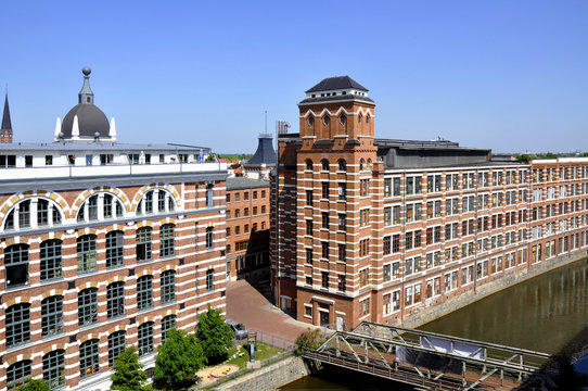 Leipzig Plagwitz Buntgarnwerke am Elsterkanal