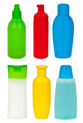 Set of six  toiletries bottles