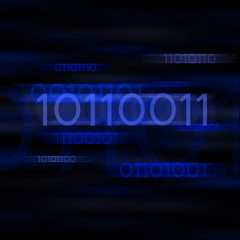 Fototapeta na wymiar Blue blurred binary code