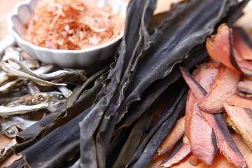 typical groceries for japanese soup stock