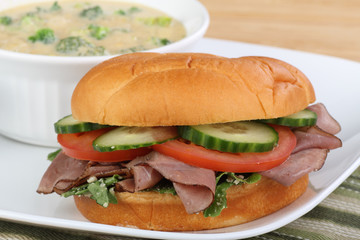 Roast Beef Sandwich and Soup